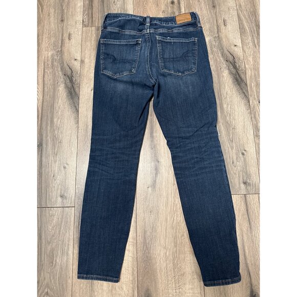 American Eagle Next Level Stretch Distressed Dark Wash High-Rise Jegging Womens - Picture 6 of 9